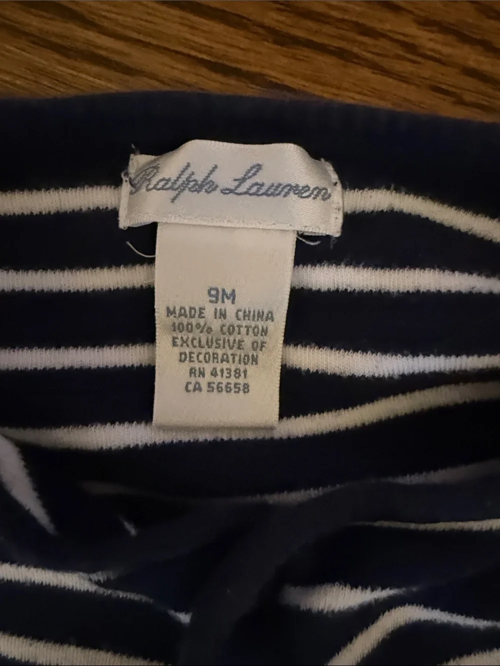 Ralph Lauren Navy & White Striped Baby Footie